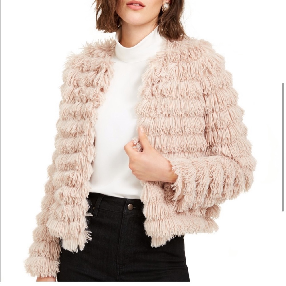 Beige faux fur jacket from planet blue